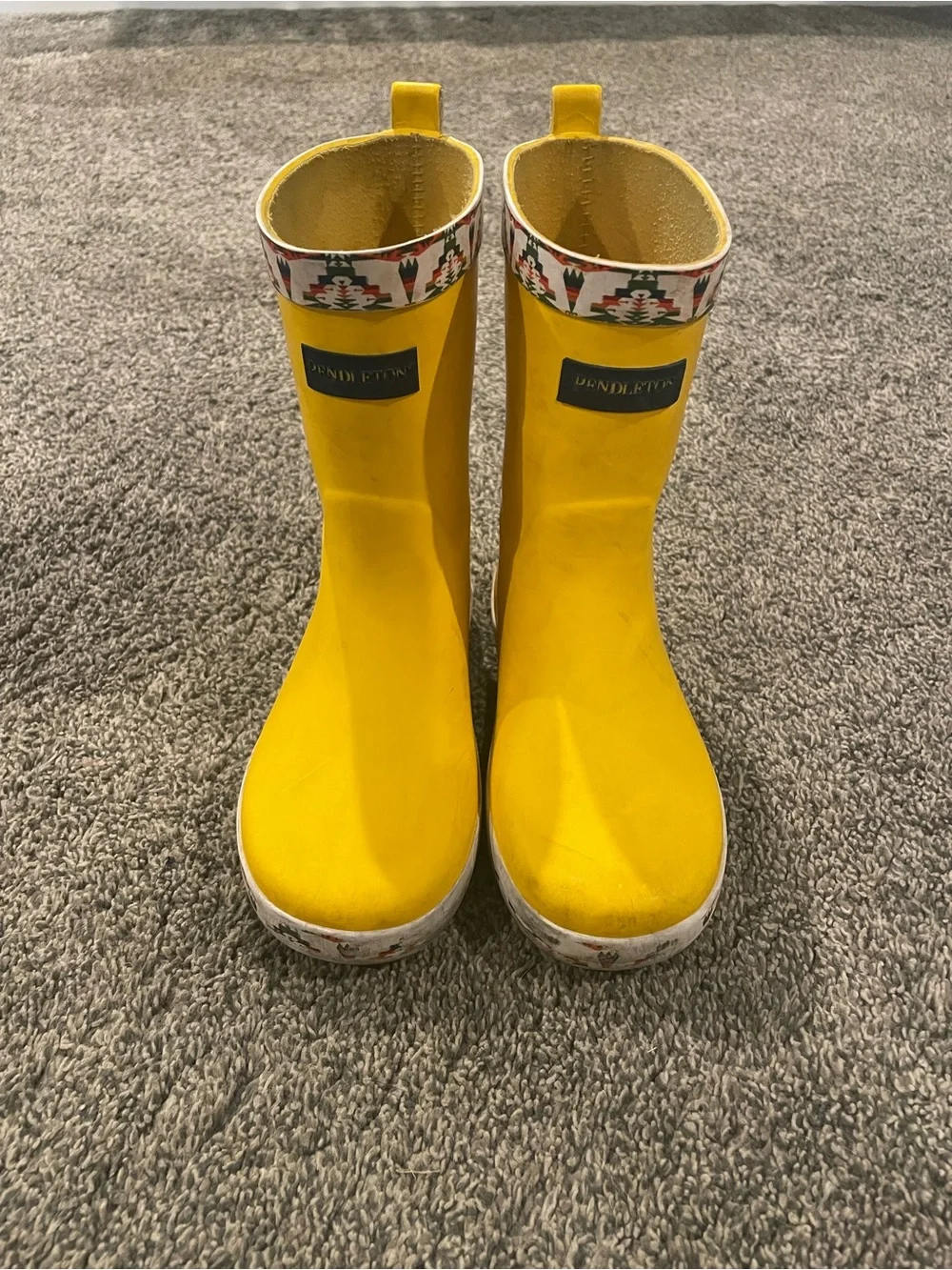 Pendleton Kids Yellow Rain & Snow Boots with Patterned Cuff